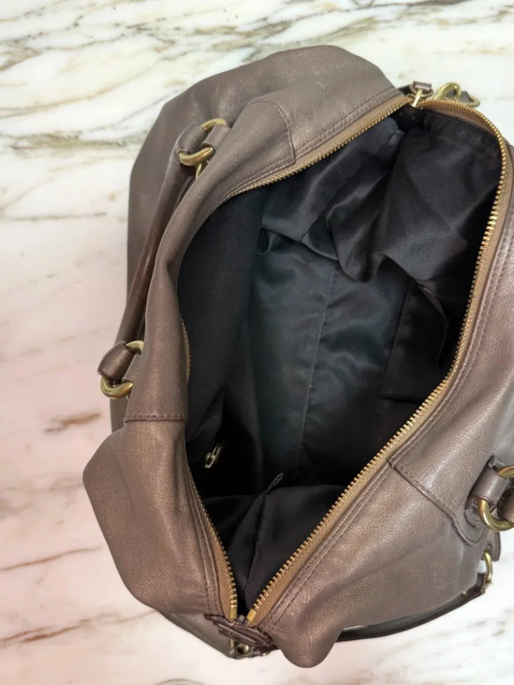 Coach Ashley Bronze Leather Y2K Slouchy 2 Way Satchel Shoulder Bag - Picture 10 of 14